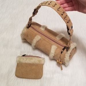 2/$10 Faux Suede & Fur Bag w/Matching Change Purse